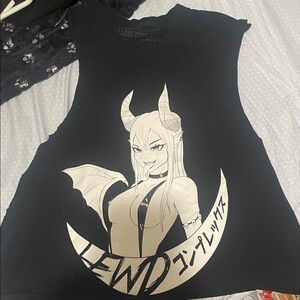 Black Graphic Crop Muscle Tee